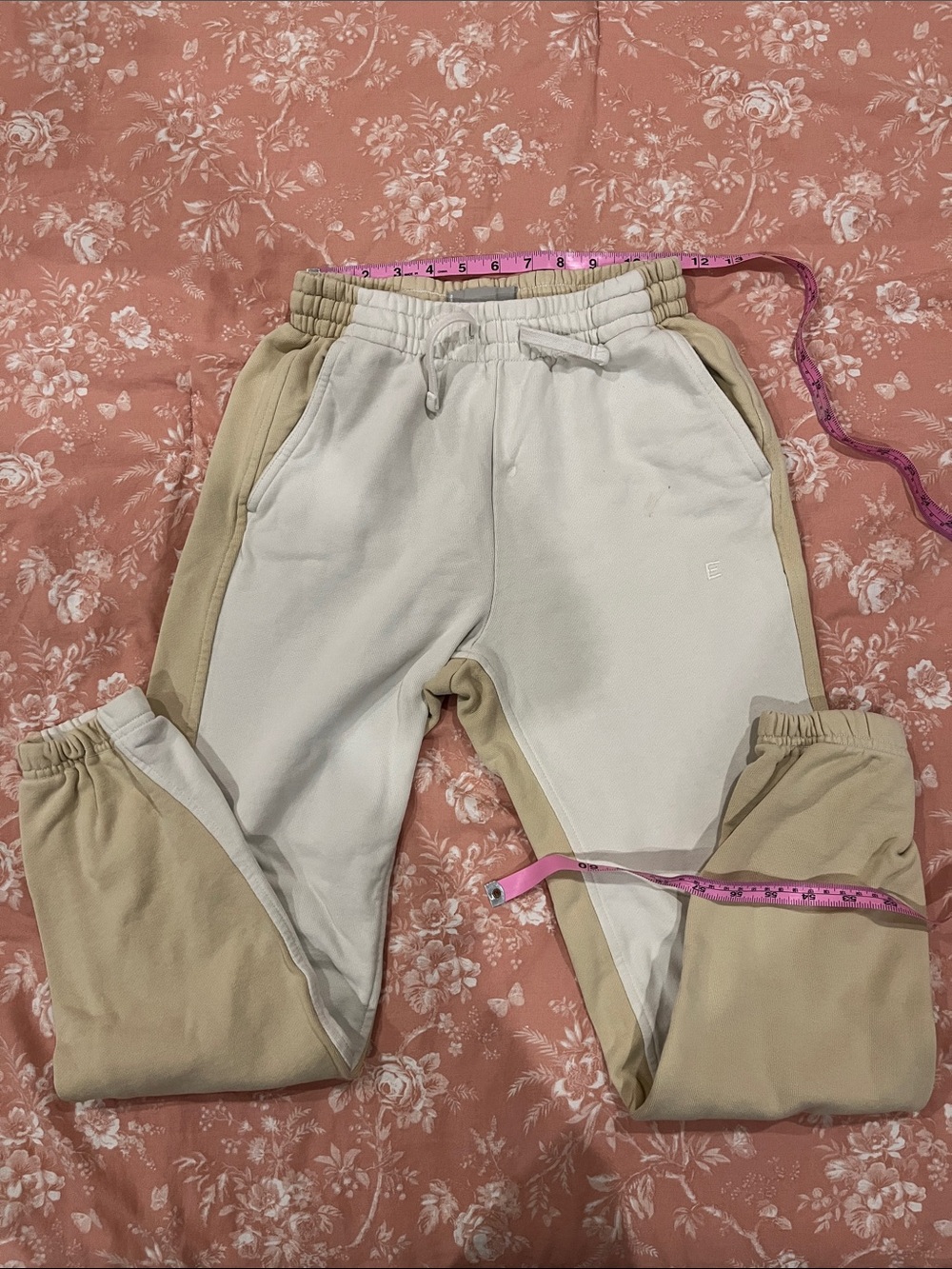 Everlane Cream & Tan Two-Tone Track Joggers